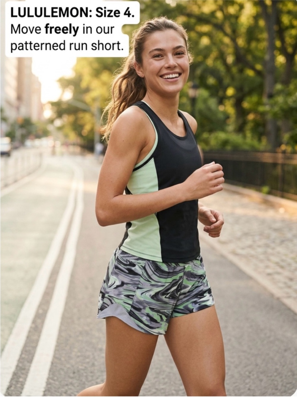 lululemon athletica Women's Green Marble Run Shorts ~ Size 4